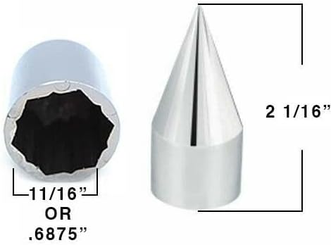10 Chrome Press On Spike Nut & Bolt Covers for 11/16" Socket Size Car & Truck Model-PYT-8888-4663