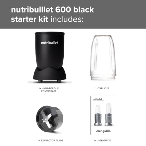 nutribullet blender 600 Series Starter Kit in Black - 4 Piece Set - Nutrient Extractor High Speed Blender - 600W - Quick & Powerful - Kickstart Your Morning - Great for Smoothies - Image 4