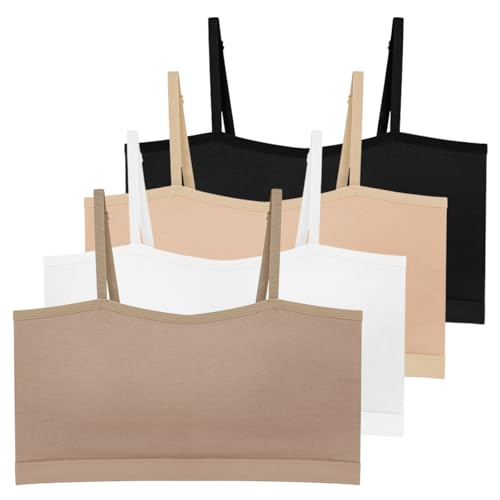 Girls Training Bras, Seamless Bandeau Bra with Shoulder-Strap,Wireless Cami 12-18 Years