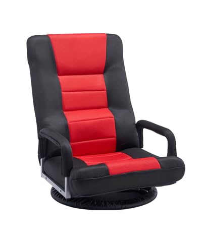 VEVOR Chaise de Sol pivotante à 360° avec accoudoirs, Fauteuil de Sol avec Dossier Pliable à 6 Positions réglables et Support Lombaire, canapé inclinable...