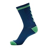 hummel Unisex Elite Indoor Sock Low Pa Sock, Green Ash/Blue Coral, 35-38