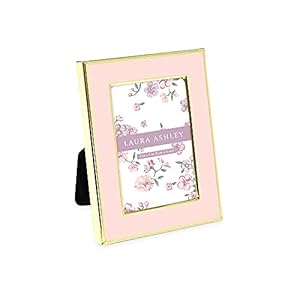 Laura Ashley 2×3 Pink Enamel Picture Frame, Gold Metal Edge with Easel, for Countertop, Counterspace, Tabletop Display, Bookshelf, Desk, Wall Décor, Photo Gallery (2×3, Pink W/Gold)