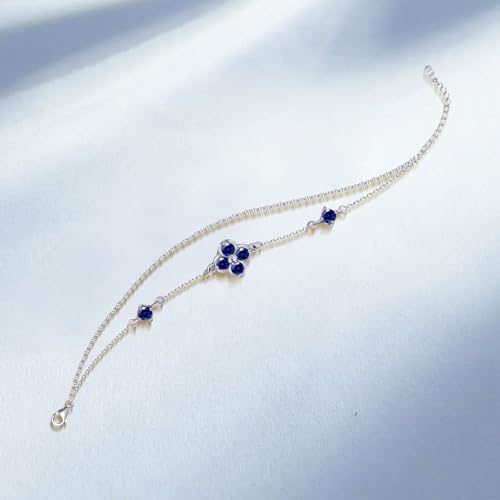 Birthstone Bracelets for Women with Four Leaf Clover 925 Sterling Silver Bracelet Double Layer Trendy Birthday Jewelry Gift for Women2