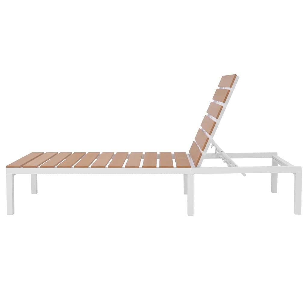 Leżak aluminiowy i WPC brązowy regulowany z 5 pozycjami, odporny na warunki atmosferyczne i ergonomiczny, idealny do ogrodu, na taras, balkon, basen i relaks na świeżym powietrzu