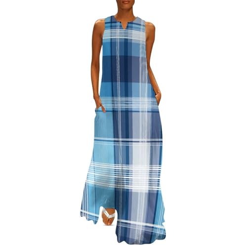 Robe longue imprimé tartan écossais maxi robe bohème grande taille à poches