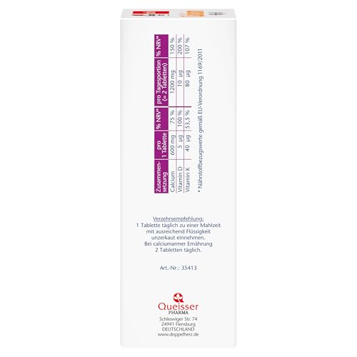 Doppelherz Calcium + Vitamin D3 – Mit Calcium und Vitamin K als Beitrag für den normalen Knochenerhalt – 120 Tabletten