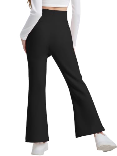 Girls Fleece Lined Flare Leggings with Pockets Winter Yoga Pants Black - image 4