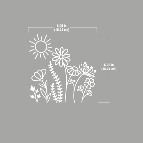 Image of WIRESTER 6 inch Clear Vinyl Decal Sticker Decoration for Car Window (Or Any Flat Surface) - Sunny Wild Flowers