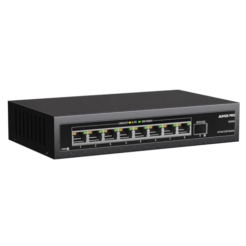 Image of 9 Port 2.5G Switch 8x2.5G + 1x10G SFP Unmanaged Ethernet Switch | IEEE 802.3bz compliant, fanless metal housing, 60Gbps desktop & wall mount, plug and play for gaming, office and home LAN