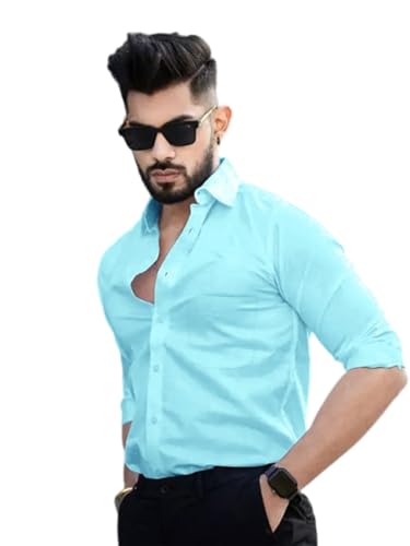 Image of Pinkmint Cotton Spread Collar Long Sleeve Shirt for Men Formal Wear Office Wear Multicolour