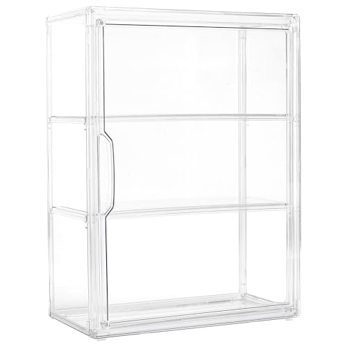 Acrylic Display Case for Collectibles 3 Tier Wall-Mounted Display Case with 2 Movable Plates Clear Display Cases for Figures with Magnetic Door Tall Display Box, 1 Pack by LXLXXL - Used condition - US$21.27