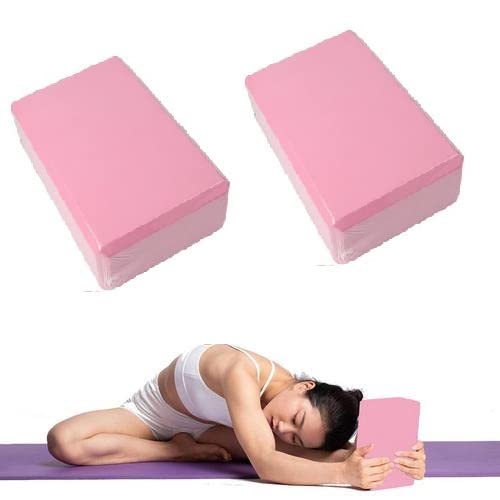 PW TOOLS Yoga Confezione da 2, di Schiuma Eva Premium per Yoga, Pilates, Meditazione, di Schiuma per Mattoni Antiscivolo ad Alta Densità per Yoga, Yoga per Donne, 9''x6''x3''