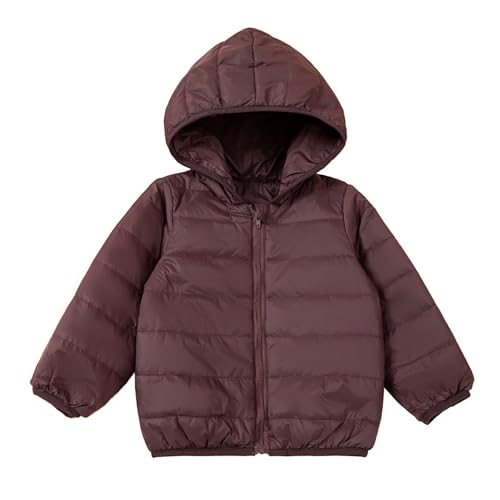 Abrigo de invierno para bebé con capucha, chaqueta de manga larga, chaqueta ligera para 6 meses y 3 años, Vino, 9-12 meses