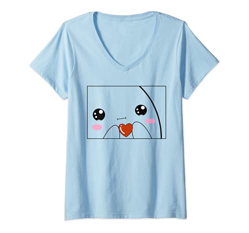 Mujer owo uwu Kawaii Cute Face Emoticon Meme Camiseta Cuello V