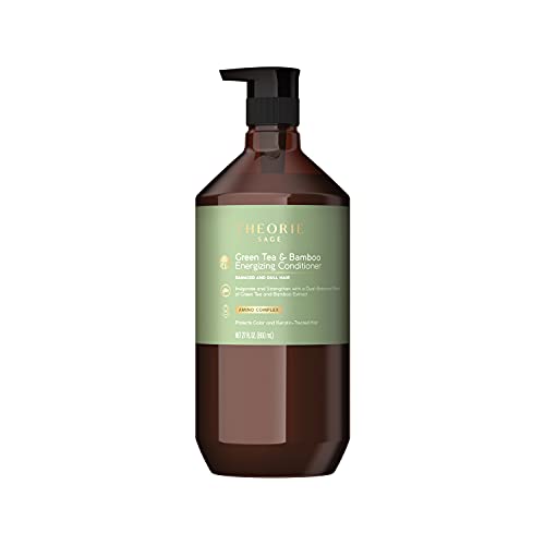 Theorie Green Tea & Bamboo Energizing Conditioner - Irresistible Scent of Green Tea, Jasmine, Amber & Cypress - For Damaged & Dull Hair - Color & Keratin Safe - 800mL