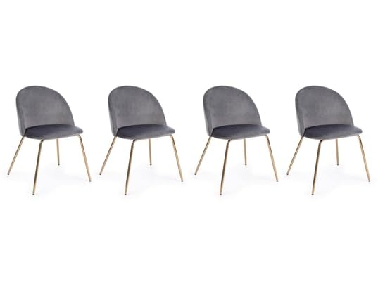 BIZZOTTO Chaise Lot de 4 Chaises Tanya Gris Foncé Velours