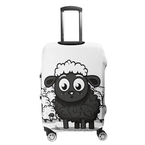 Cartoon Black White Sheep Printed Luggage Cover Protector, Fits 18-32 Inch Luggage4