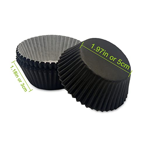 Image of Standard Baking Cups, Classic Black Greaseproof Festive Cupcake Liners, 150-count