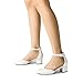 DREAM PAIRS Women's Closed Round Toe Low Block Heels Ankle Strap Chunky Heel Pumps Dress Wedding Office Party Shoes,Size 8,White,DWUMPU2546
