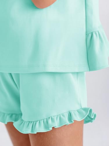 Image of Haloumoning Girls Summer Clothing Sets Ruffle Tank Tops and Shorts | 2 Piece Outfits