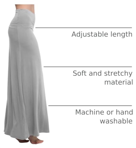 Image of Urban CoCo Women's Stylish Spandex Comfy Fold-Over Flare Long Maxi Skirt