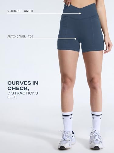 Image of CAVA Hourglass Workout Shorts - High Waist Sculpting Gym Shorts with V-Waist, Booty Lift Seam, Anti-Camel Toe Gusset & Side Pockets