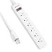 BESTEK 6-Outlet Surge Protector Commercial Power Strip with 2.6-Foot Long Power Cord and Straight Power Plug