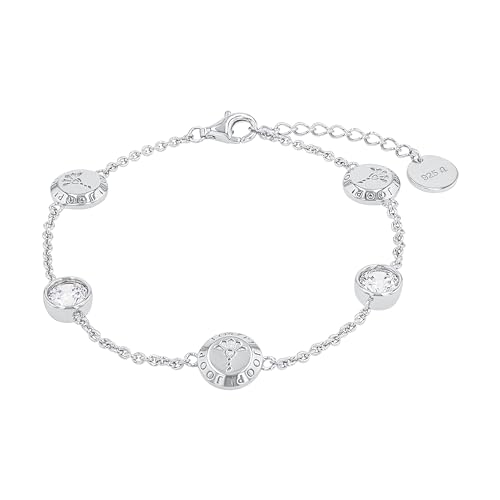 JOOP! Halskette aus 925 Sterling Silber für Damen, Halsschmuck, teilw. mit Schmuckstein, Silber 925 rhodiniert, Kommt in passender Schmuckbox