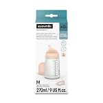 Suavinex, Biberón Anticólico Zero Zero, con Tetina de Flujo Medio (M) de Silicona, Biberón para Bebés +3 Meses, Recomendado para la Lactancia Materna, Leche Materna y de Fórmula, 270 ml, Fair