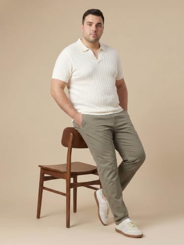 Image of Thomas Scott Men's Smart Plus Size Regular Fit Solid 100% Cotton Chinos Trouser with 4 Pockets | Woven Casual Pants