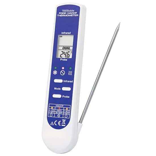 Traceable 2-in-1 Waterproof Calibrated HACCP Food Thermometer with Integral Fold-Out Probe