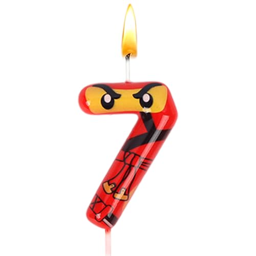 Bougies 7 Ans Garcon Ninja, Bougie Ninja Numéro 7, Bougie Anniversaire Ninja, Décoration de Gâteau, Decoration Anniversaire Enfant, Happy Birthday, pour...