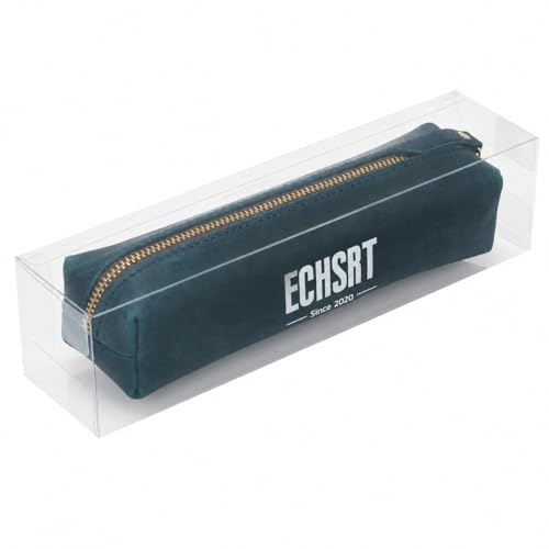 Image of ECHSRT Small Genuine Leather Pencil Pouch for Adults, Blue | Crazy Horse Leather Finish, Compact Writing Instrument Storage
