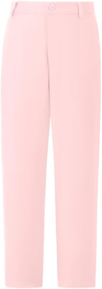 Calça social para meninos para crianças, frente lisa, uniforme escolar, calça com cintura ajustável