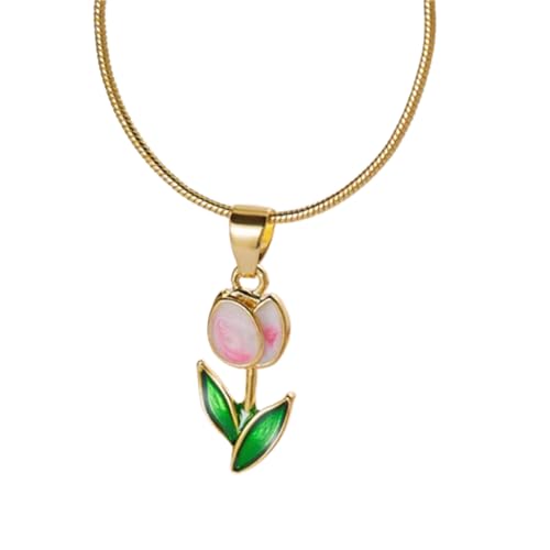 Image of Gold Tulip Necklace Tulip Flower Pendant Necklace Delicate Dainty Tulip Flower Necklace for Women Mother Wife Friendship Jewelry
