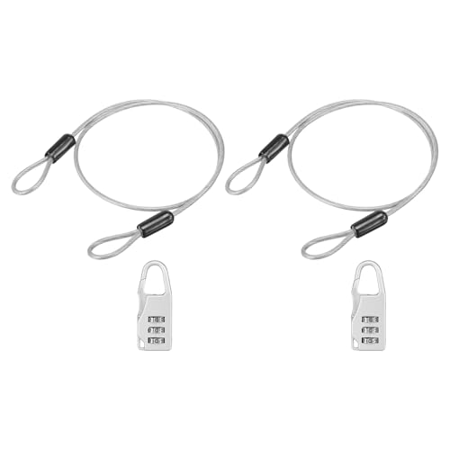 Cable de seguridad de acero con candado PATIKIL 2 juegos para viaje y hogar