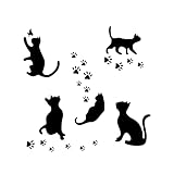 DYKeWei Stickers Chambre à Coucher avec Chat Imprime - pour Ensemble de Porte Vinyle Maison de 5 Autocollant Mural Amovible Gommettes Rondes Enfants (As Show, One Size)