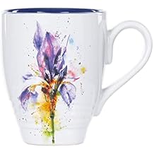 DEMDACO Stoneware Watercolor Iris Flower Mug by Dean Crouser - Garden-Themed Decorative Mug for a Hot Beverage - Glossy Ceramic - Floral Pattern - Microwave & Dishwasher-Safe