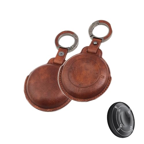 Image of Keyzone Vintage Leather Key Cover for Tata Harrier EV Smart Key. (Brown)