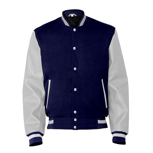 Image of Baseball Wool Letterman Varsity Faux Leather Sleeve For Men | Wool Varsity Bomber Jacket