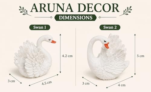 Image of Miniature Swan Mini Figurines Miniature Garden Decor Fairy Garden Set of 2 (White Swan)