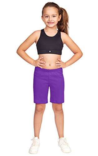 CAOMP Short de bicicleta para meninas 100% algodão orgânico para esportes e sob saias, Roxo, 3 / 4