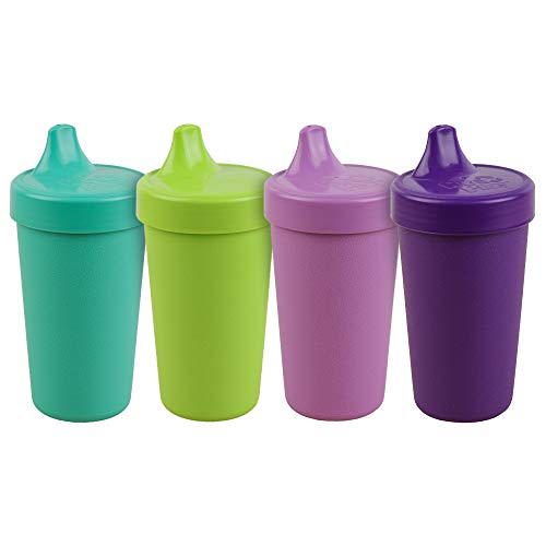 Image of Re Play 4pk - 10 oz. No Spill Sippy Cups for Baby, Toddler, and Child Feeding in Aqua, Purple, Amethyst and Lime Green | BPA Free | Made in USA from Eco Friendly Recycled Milk Jugs | Mermaid+