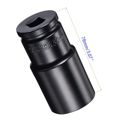 MACHSWON 1/2 Inch Drive - 32mm Deep Impact Socket with 6 Point Design, Heat-Treated Cr-V Steel 78mm Length, Metric Sizes - Image 2