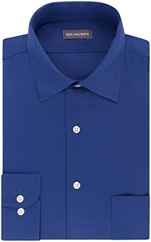 Van Heusen mens Dress Shirts Regular Fit Lux Sateen Stretch Solid Dress Shirt