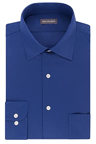 Van Heusen mens Dress Shirts Regular Fit Lux Sateen Stretch Solid Dress Shirt