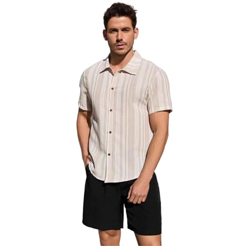 Chemise homme américaine vintage rayée en coton léger pour look été décontracté