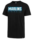 MLB Men's Dub Major Super Rival Team Color Primary Logo Word Mark T-Shirt (Miami Marlins Black, XX-L