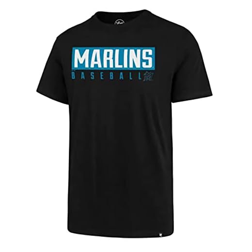 MLB Men's Dub Major Super Rival Team Color Primary Logo Word Mark T-Shirt (Miami Marlins Black, Small)