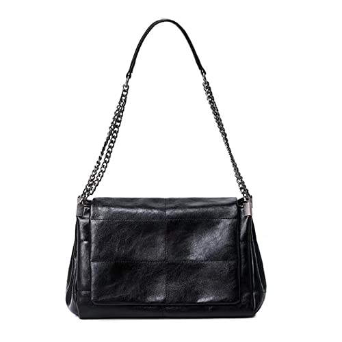 RCIDOS Sac à bandoulière en Cuir PU pour Femme - Sacs de Messager - Sac à bandoulière de Grande capacité - Noir - 30 cm × 20 cm × 11 cm